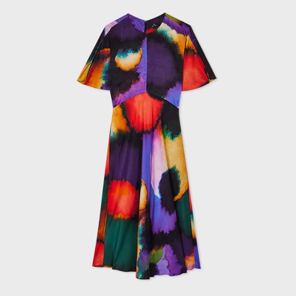 ps paul smith women's black 'aurora' satin bias midi dress