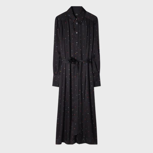 ps paul smith women's black 'ps' letters viscose shirt dress