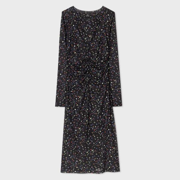 ps paul smith women's black 'seedhead' mesh dress