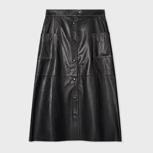 ps paul smith women's black a-line leather skirt