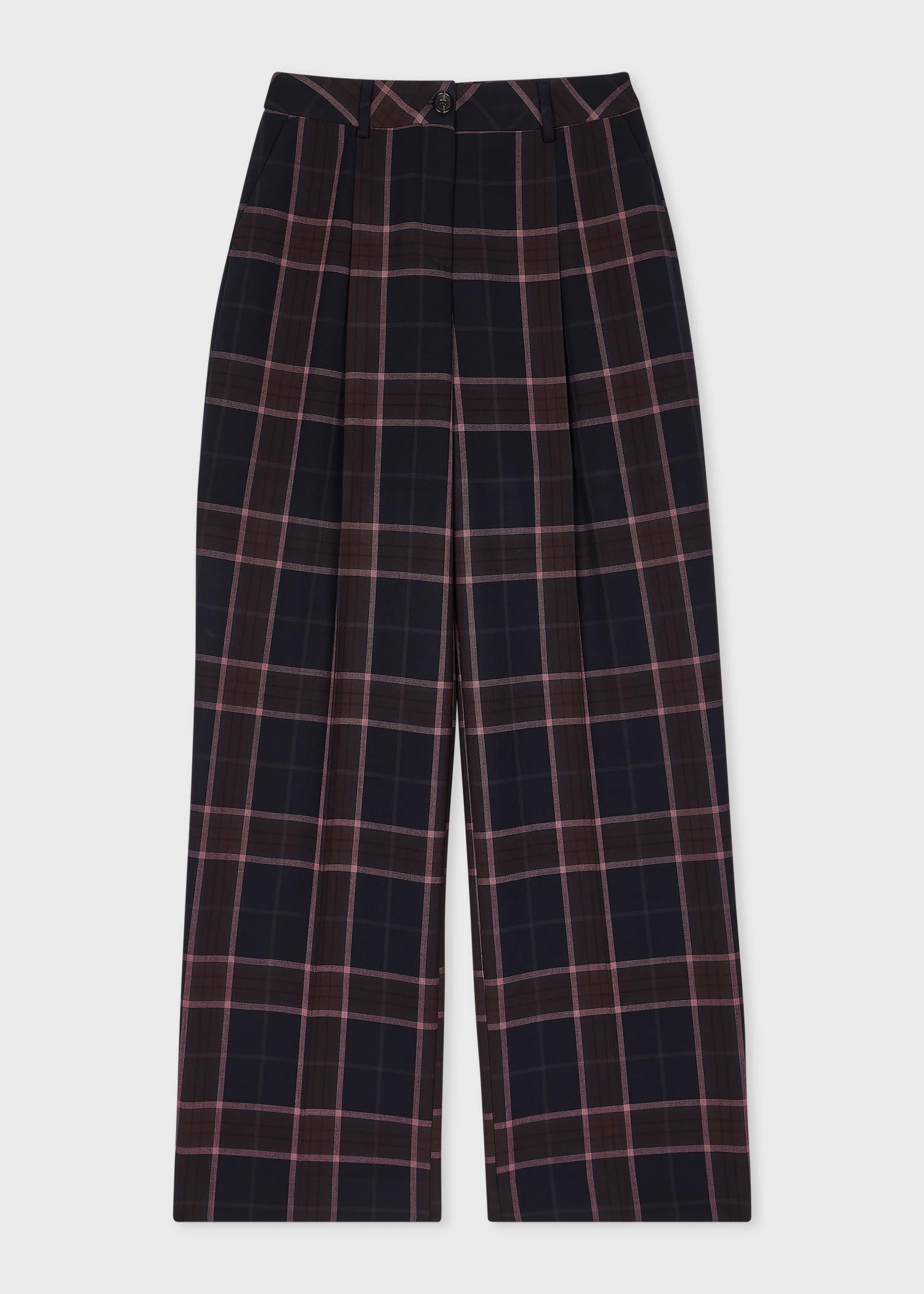 ps paul smith women's black bonded tartan trousers