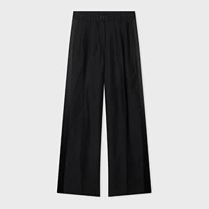 ps paul smith women's black contrast satin wide-leg trousers