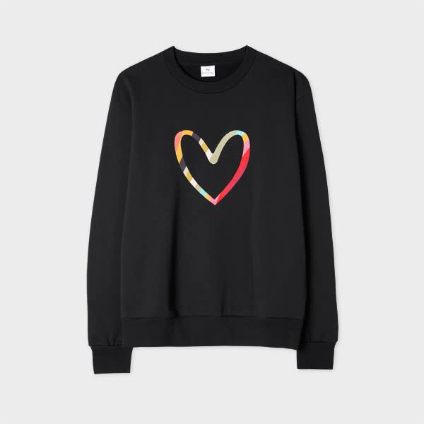 ps paul smith women's black embroidered 'swirl heart' sweatshirt