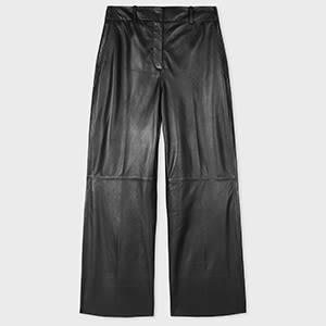 ps paul smith women's black leather trousers