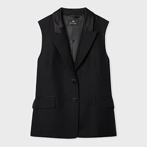ps paul smith women's black linen-blend waistcoat