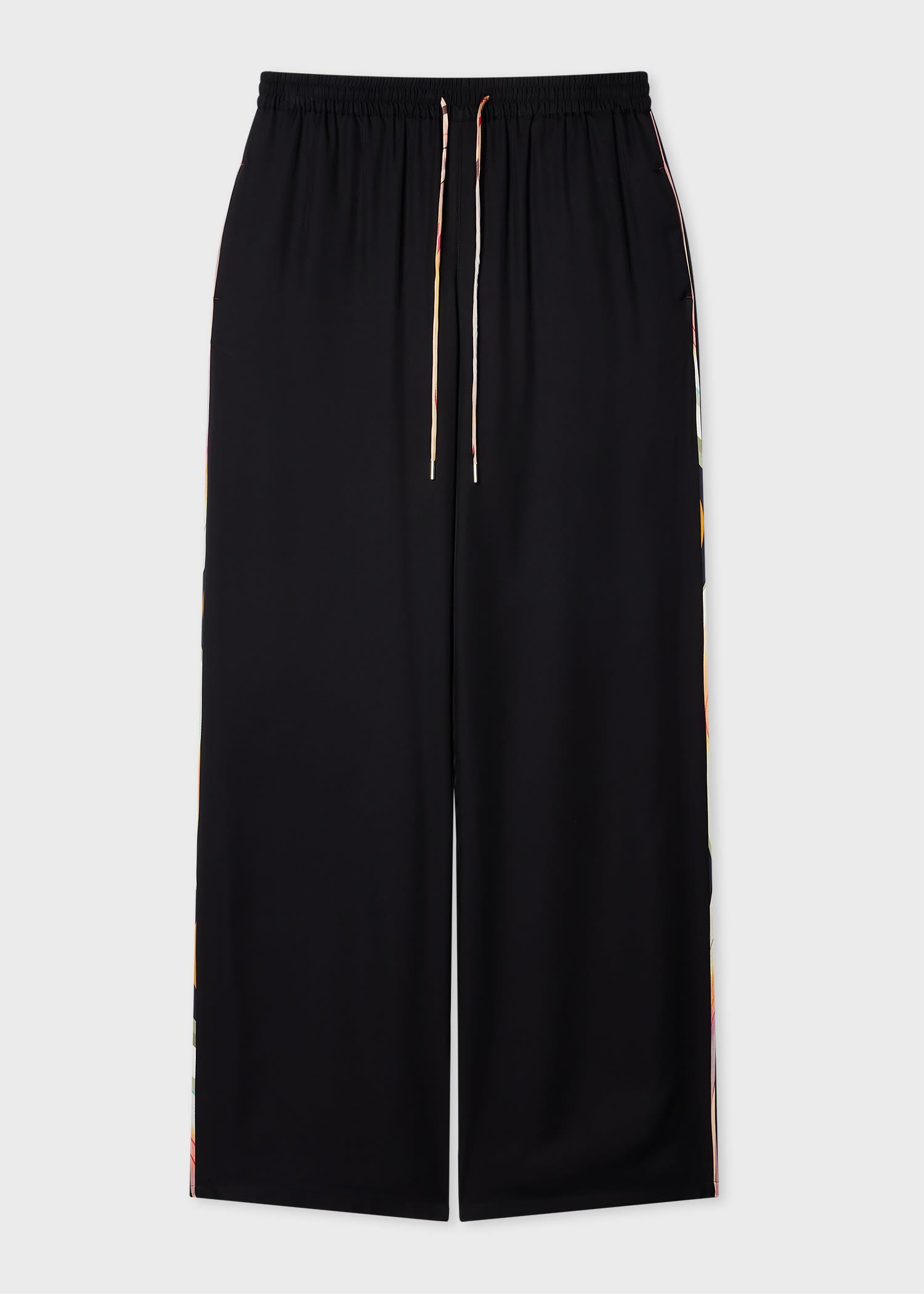 ps paul smith women's black viscose 'swirl' drawstring trousers