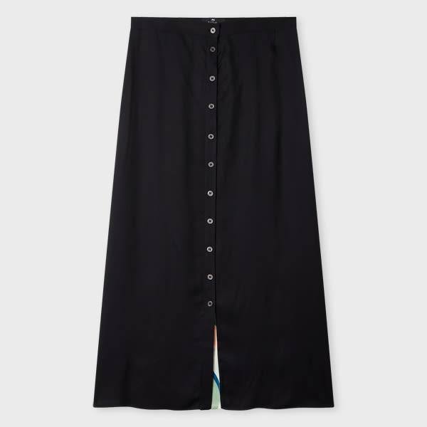 ps paul smith women's black viscose button front skirt