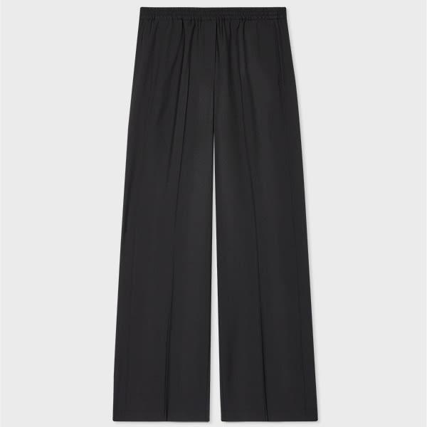 ps paul smith women's black wool wide-leg trousers