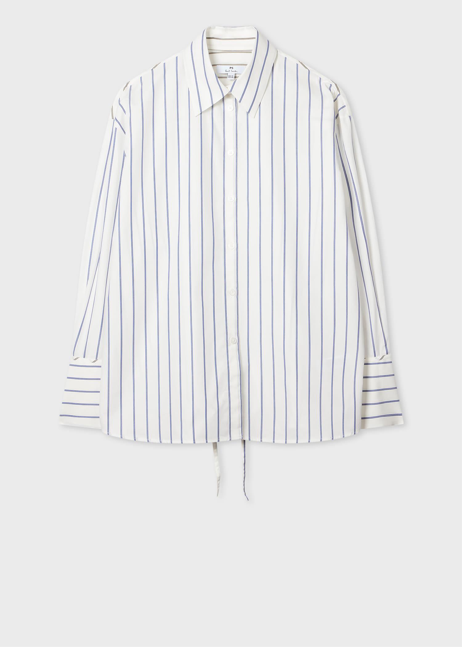 ps paul smith women's blue cotton stripe shirt