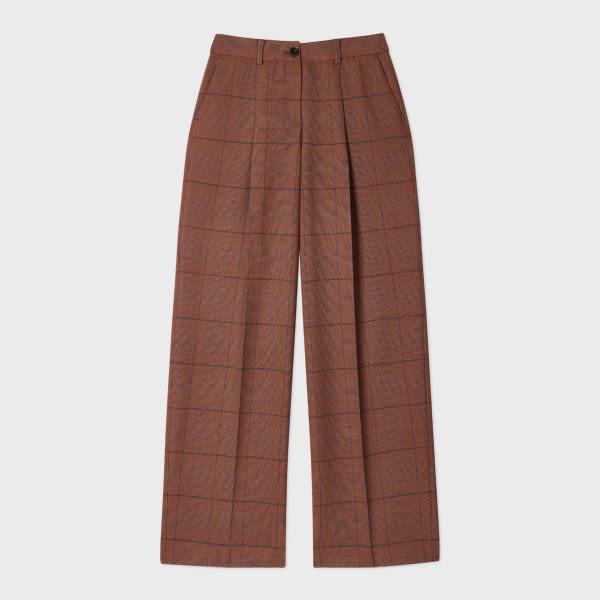 ps paul smith women's brown check trousers orange