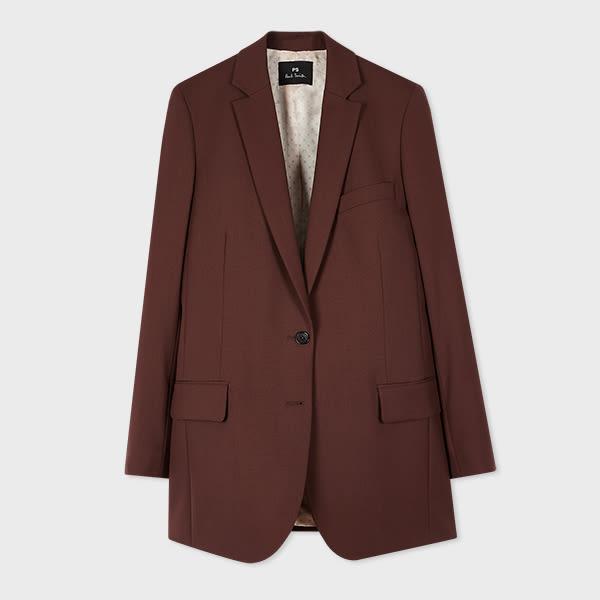 ps paul smith women's brown hopsack wool blazer