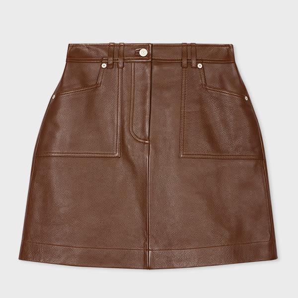 ps paul smith women's brown leather skirt