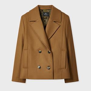 ps paul smith women's brown wool-cashmere blend pea coat