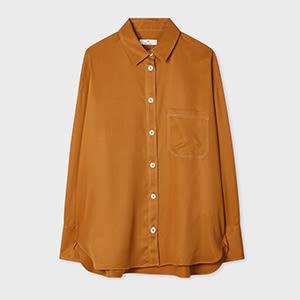 ps paul smith women's camel shirt with topstitching orange