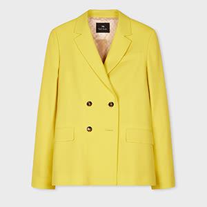 ps paul smith women's citrine wool double-breasted blazer green