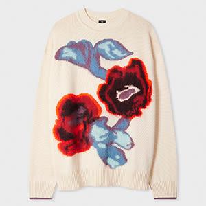 ps paul smith women's cream 'hazy floral' oversized sweater white