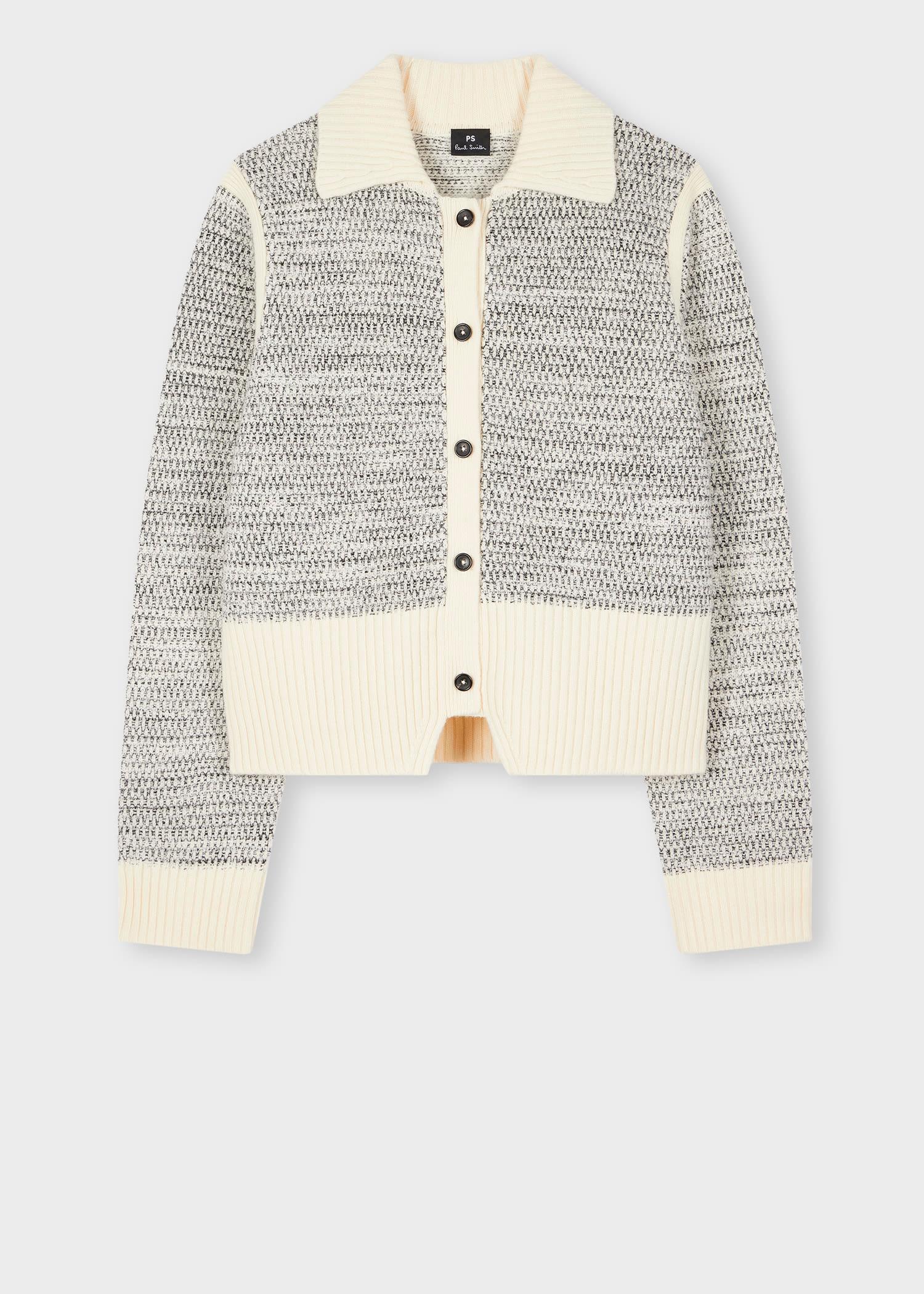 ps paul smith women's cream collared knitted jacket white