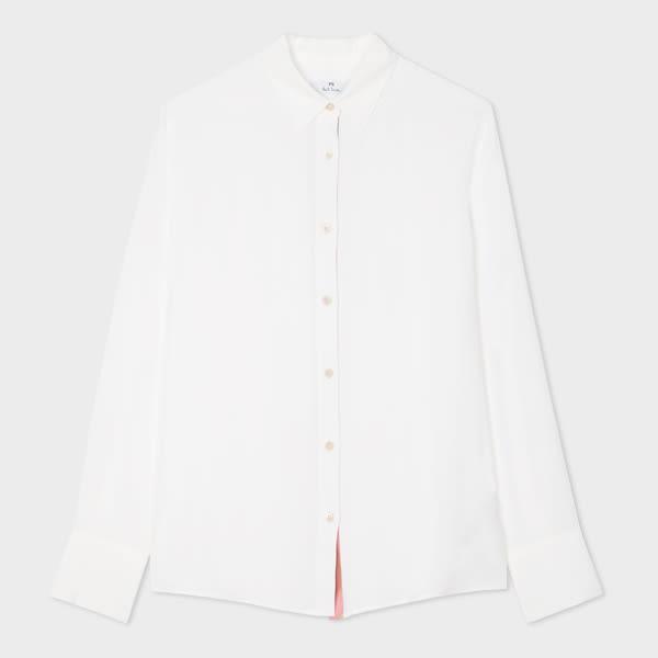ps paul smith women's cream silk-blend 'spray swirl' placket shirt white