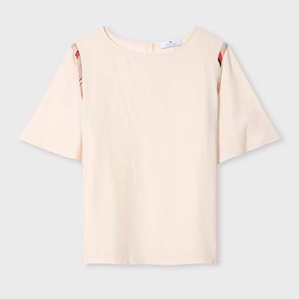 ps paul smith women's cream top with contrast trim white