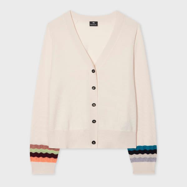 ps paul smith women's cream zig zag sleeve cardigan white