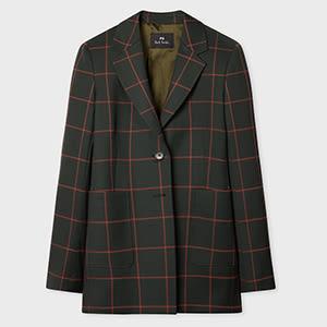 ps paul smith women's dark green windowpane check blazer