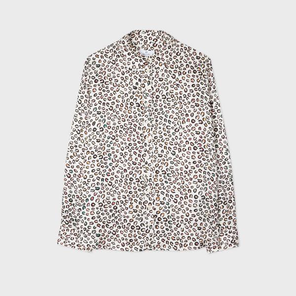 ps paul smith women's ecru 'animal' print shirt white