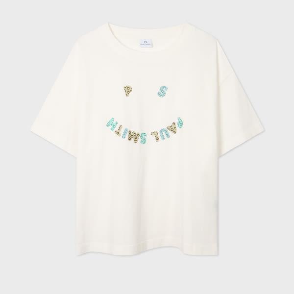 ps paul smith women's ecru 'animal happy' t-shirt white