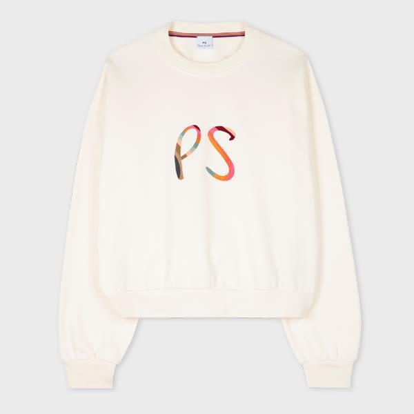 ps paul smith women's ecru 'swirl' logo sweatshirt white