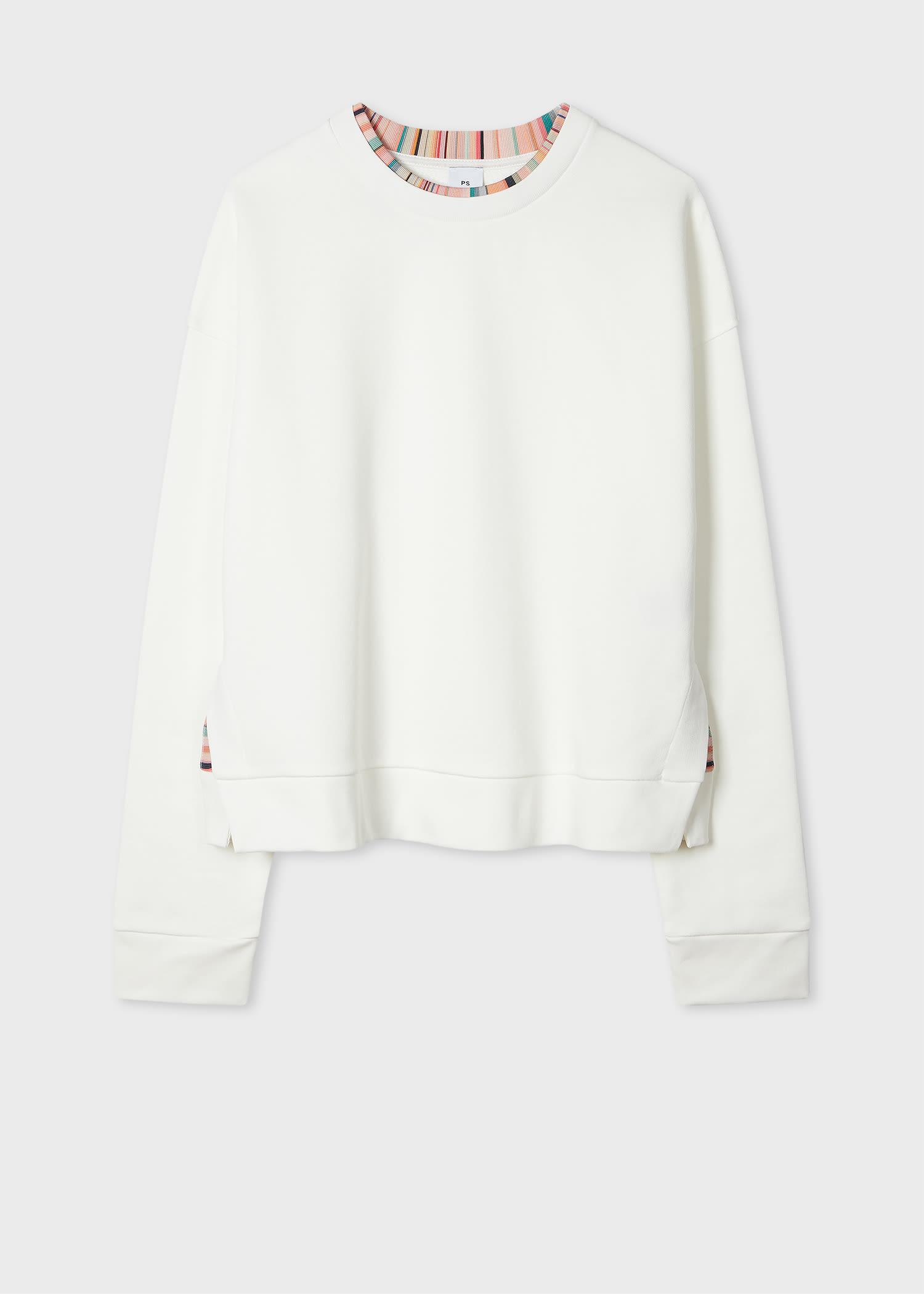ps paul smith women's ecru sweatshirt with 'swirl' trim white