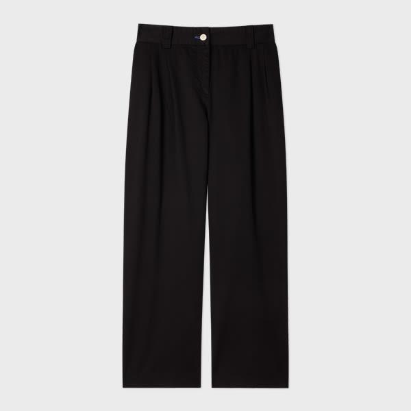 ps paul smith women's garment-dyed black barrel-leg trousers
