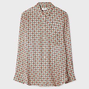 ps paul smith women's geometric square printed shirt orange