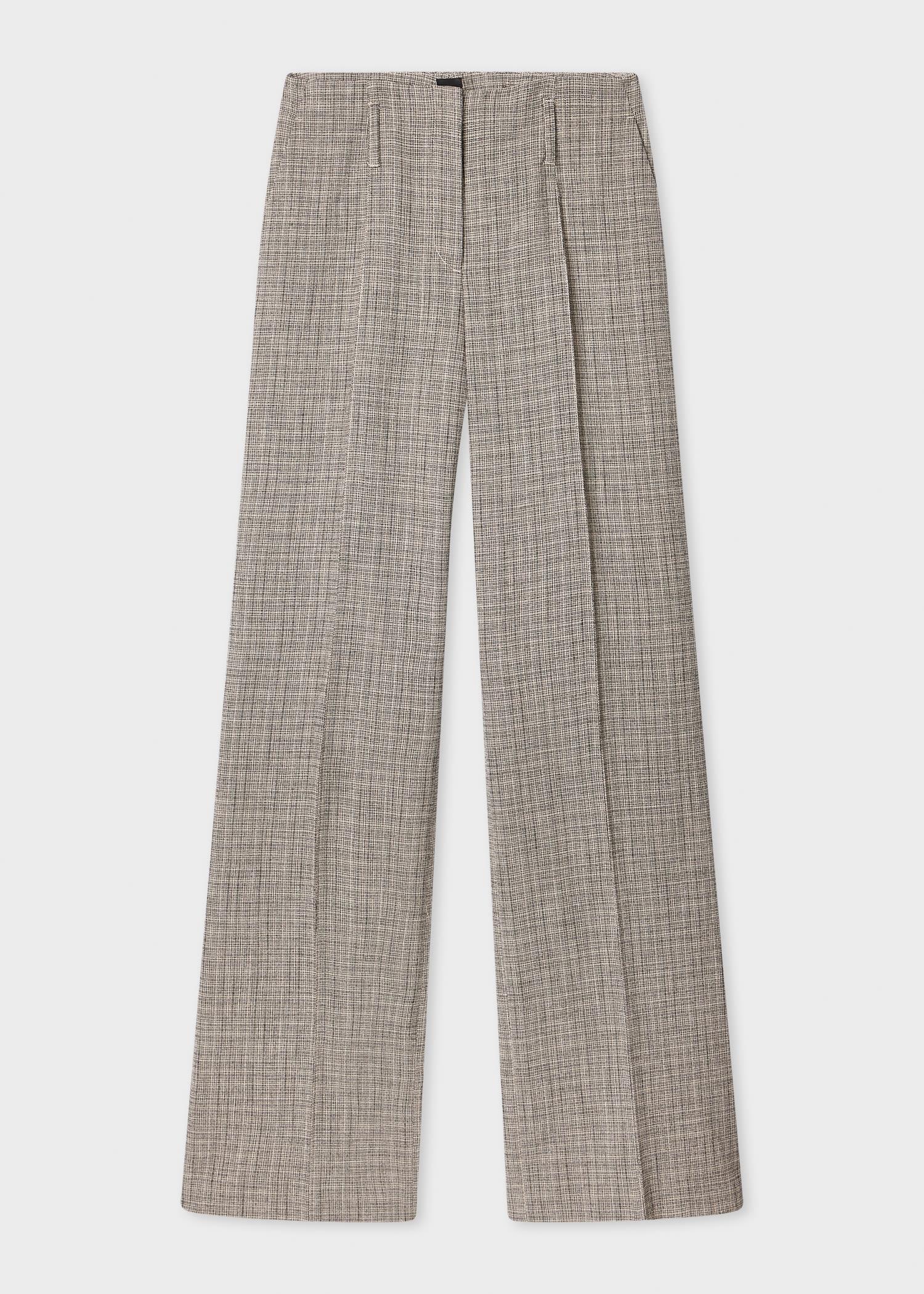ps paul smith women's grey textured check wide-leg trousers white