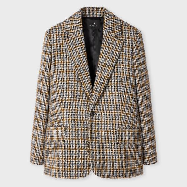 ps paul smith women's houndstooth wool-blend blazer yellow