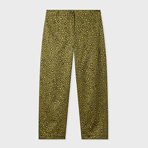 ps paul smith women's khaki 'animal' print barrel-leg trousers brown