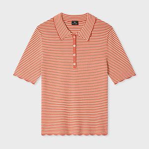 ps paul smith women's knitted stripe polo red