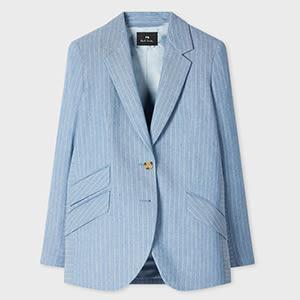 ps paul smith women's light blue pinstripe blazer