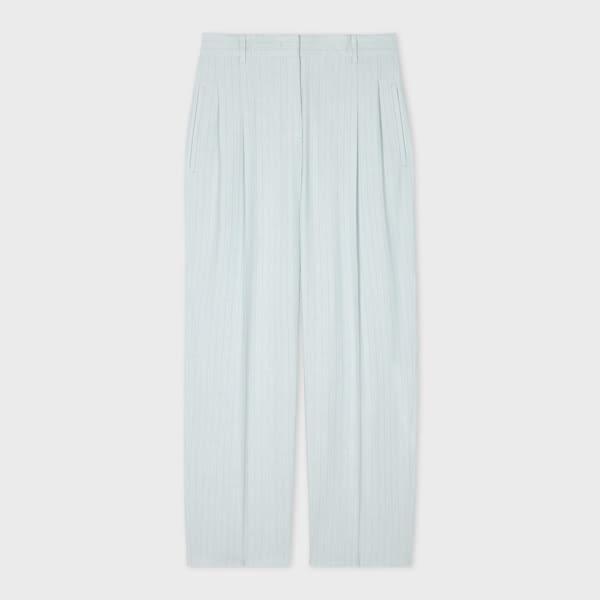 ps paul smith women's light blue pinstripe pleated tailored trousers