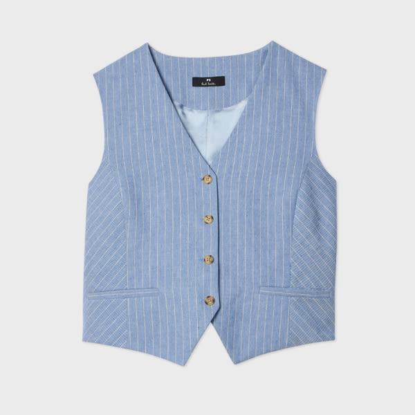 ps paul smith women's light blue pinstripe waistcoat