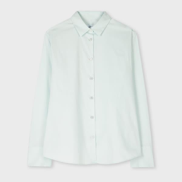 ps paul smith women's light blue shirt with 'swirl' cuff lining