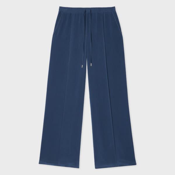 ps paul smith women's modal-blend crêpe steel blue trousers