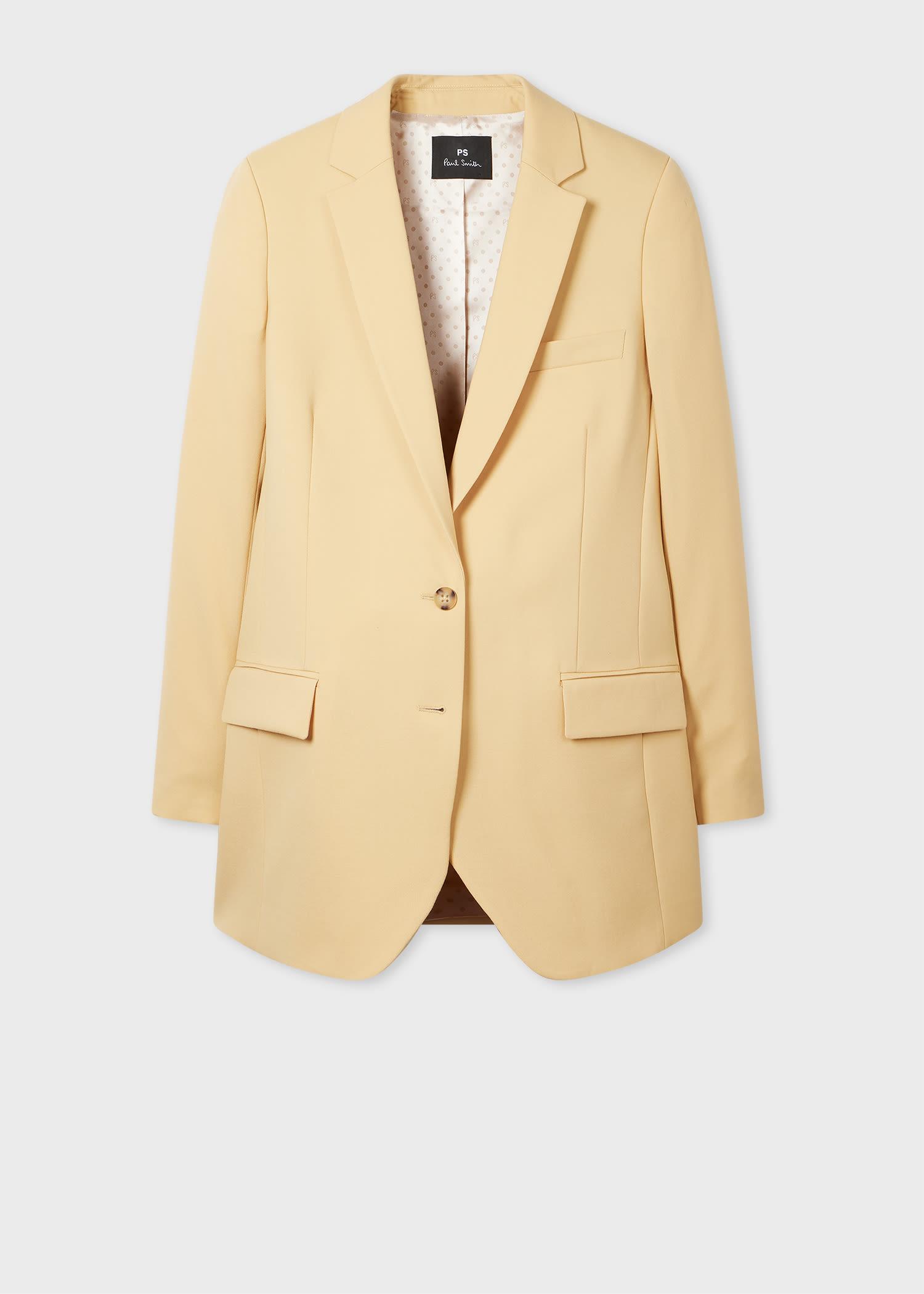 ps paul smith women's muted yellow wool longline blazer