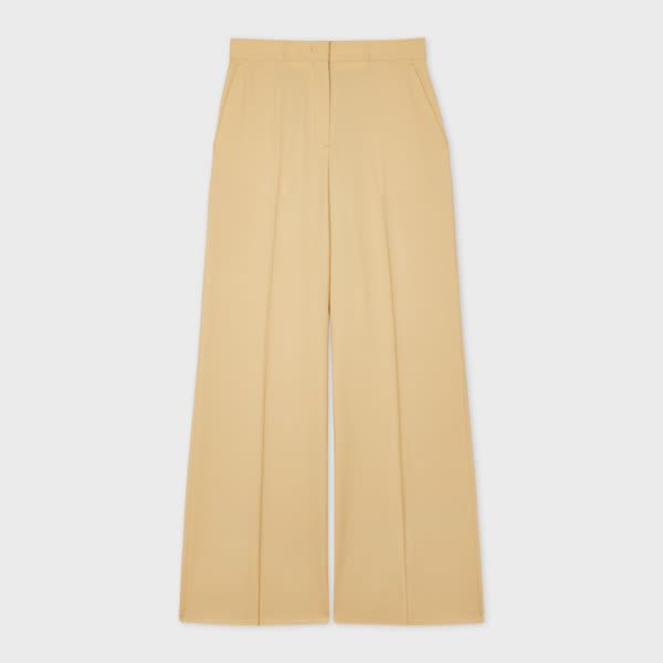 ps paul smith women's muted yellow wool wide-leg trousers