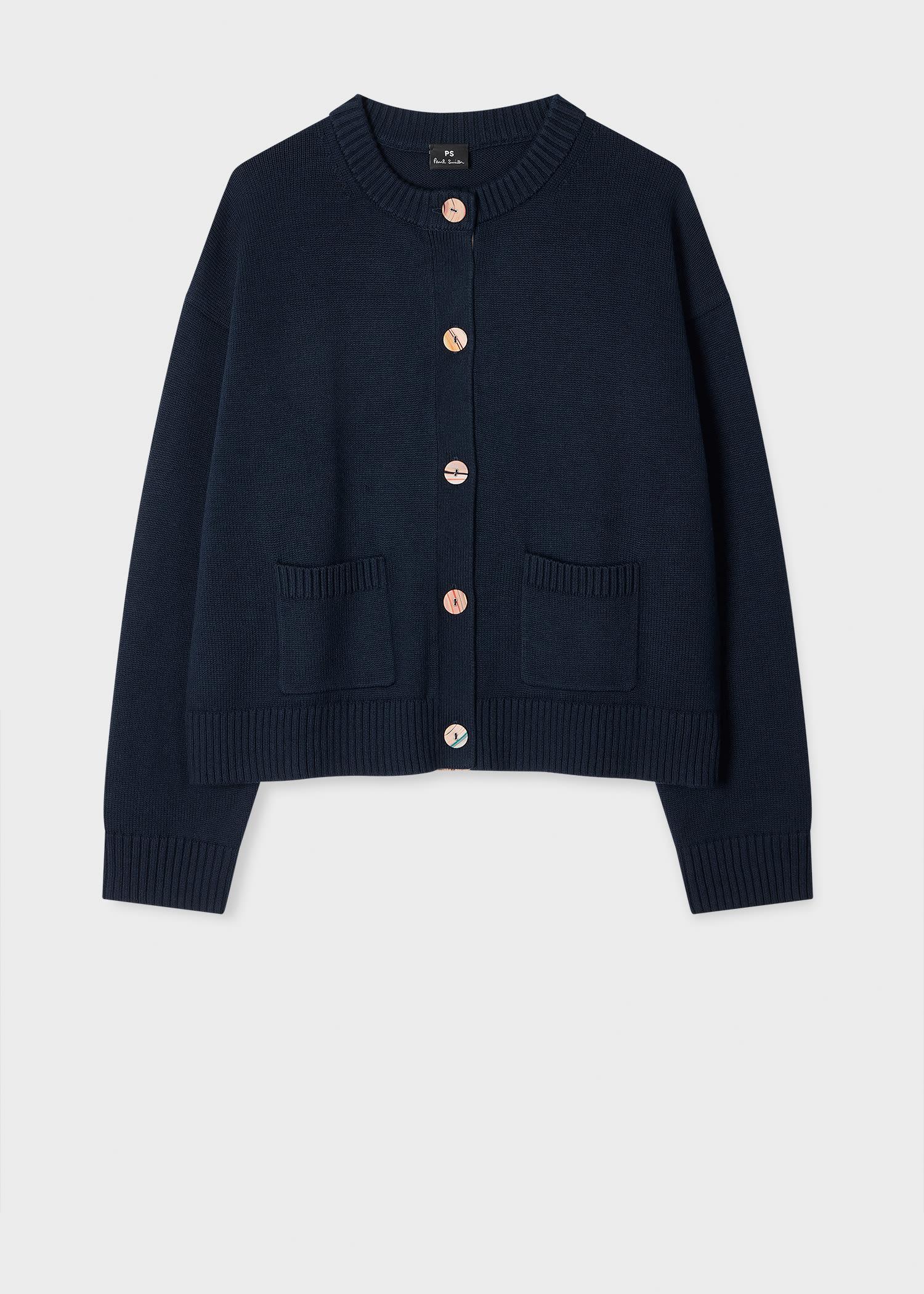ps paul smith women's navy 'swirl' placket cardigan blue