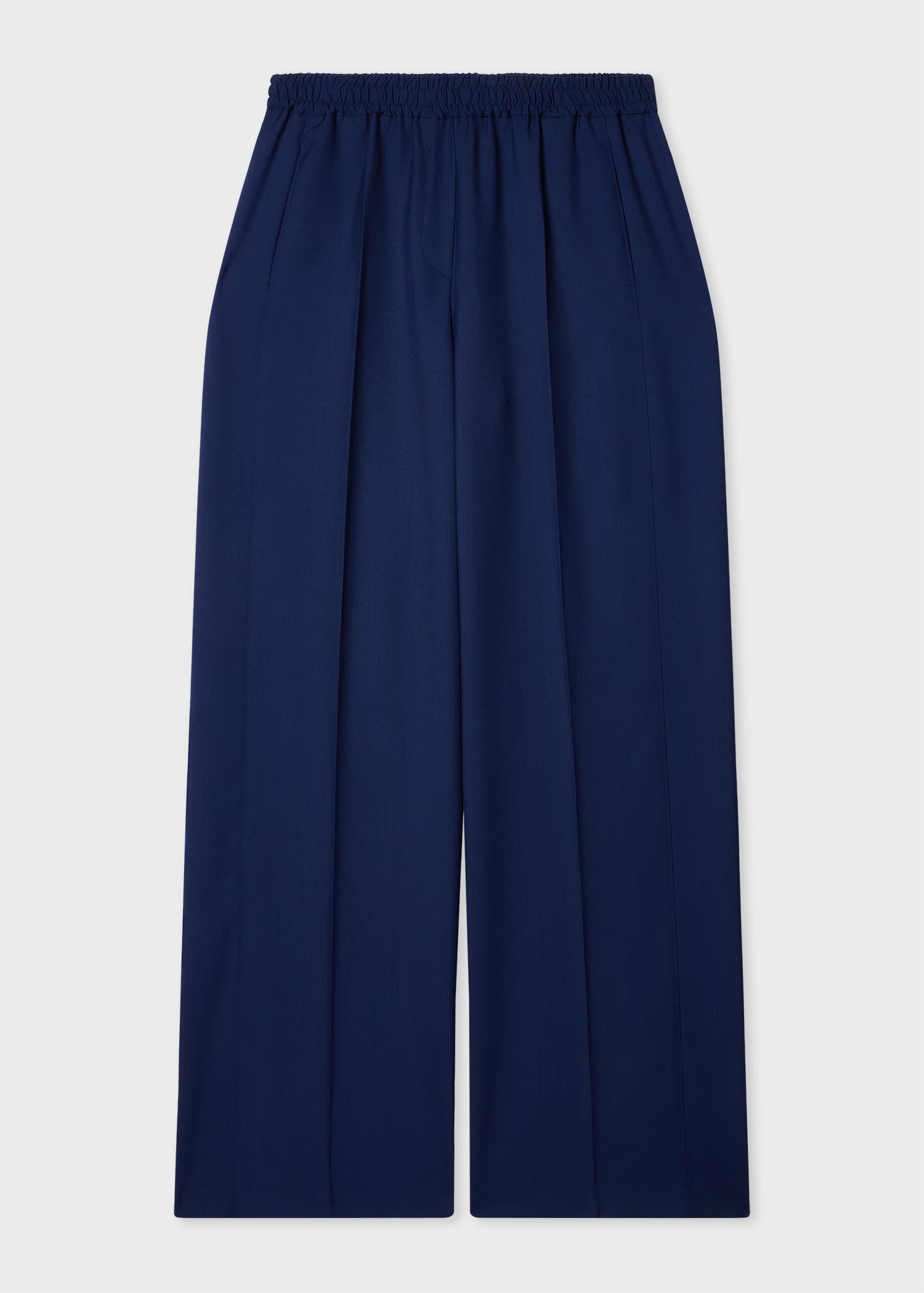 ps paul smith women's navy wool tailored trousers blue