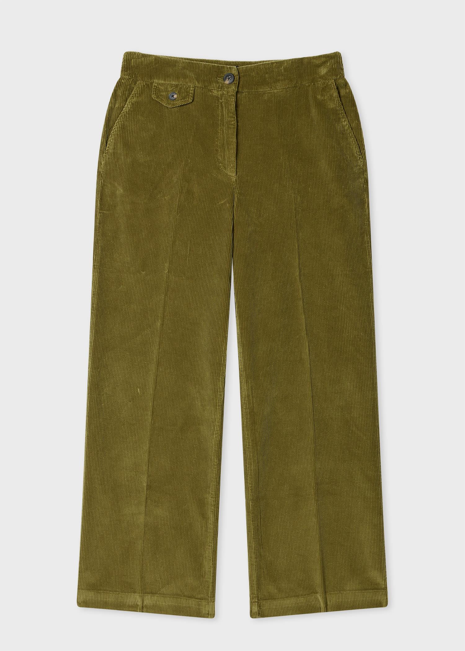 ps paul smith women's olive cord cropped trousers green