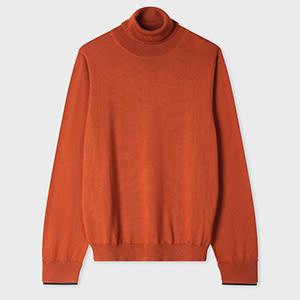 ps paul smith women's orange merino wool roll neck sweater