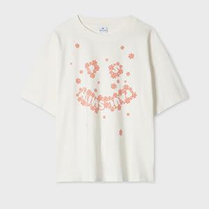 ps paul smith women's organic cotton 'daisy happy' t-shirt white