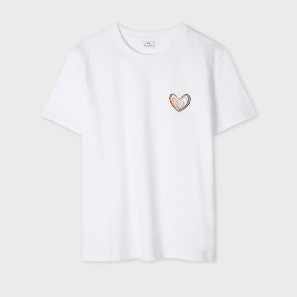 ps paul smith women's organic cotton 'swirl' heart t-shirt white