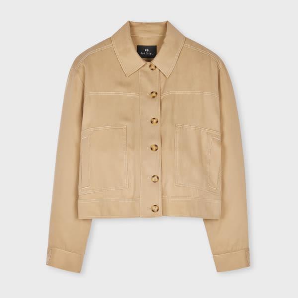 ps paul smith women's pale khaki cropped jacket green