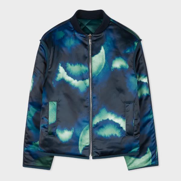 ps paul smith women's peacock blue 'aurora' reversible quilted jacket